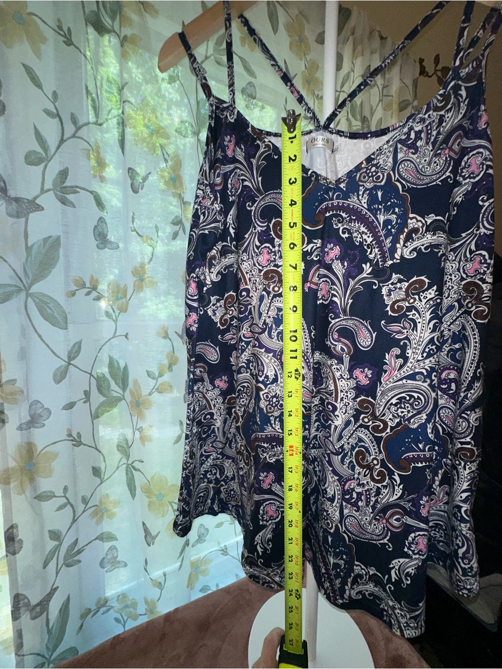 Navy Paisley Spaghetti-Strap Tank Top